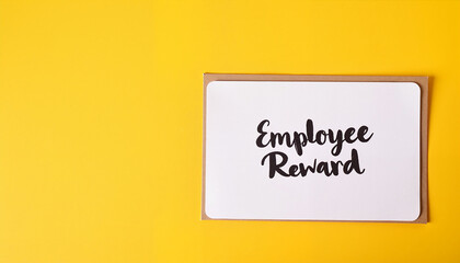 Employee reward card on a bright yellow background, bonuses and rewards theme 