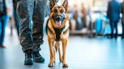 Security officer with K9 dog
