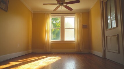 Fototapeta premium Sunlit Interior with Wooden Floor