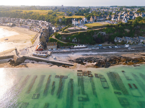 Aerial view of Cancale town, Brittany France