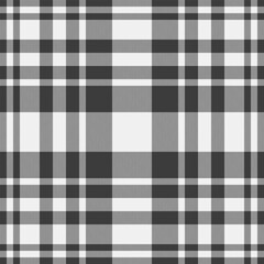 Rich plaid fabric background, uk texture pattern seamless. Diagonal check tartan textile vector in grey and white colors.