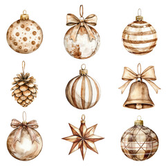 PNG cozy Christmas bauble ornament element set, transparent background