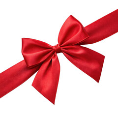 Fototapeta premium Silk red gift bow with ribbon on a transparent background, png