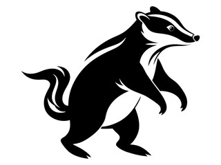 Fototapeta premium Badger silhouette view side for retro logos, emblems, badges, labels, and template vintage design elements. Isolated on a white background