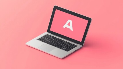 Laptop with Red "A" Screen