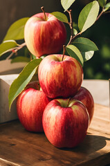 apples on a wooden table