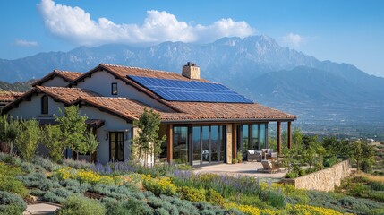 Scenic Villa with Solar Panels and Mountain View