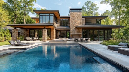 Fototapeta premium Modern Luxury Home with Pool
