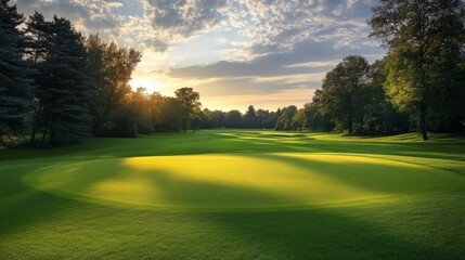 Obraz premium Golf Course at Sunset