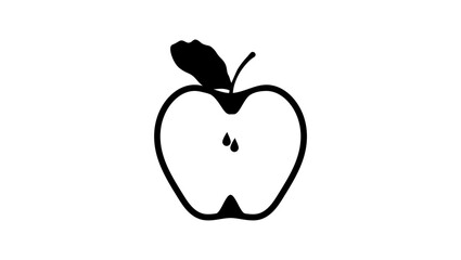 cut apple, black isolated silhouette
