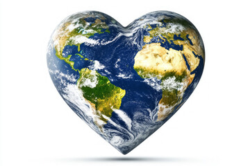 Earth globe forming a heart shape
