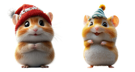 Cute Hamsters in Colorful Hats for Creative Projects