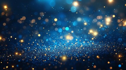 Fototapeta premium Glittering Blue and Gold Bokeh Background