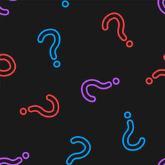 Seamless pattern with colorful question mark and black background