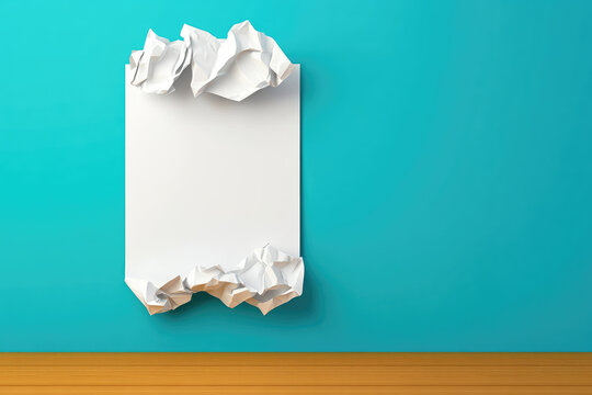 Crumpled Poster Illustration, a design of a badly glued white paper poster, showcasing texture and imperfections in a creative way