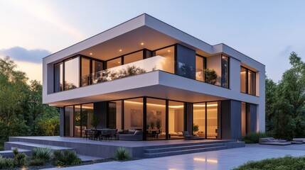 Fototapeta premium Modern Luxury House at Dusk
