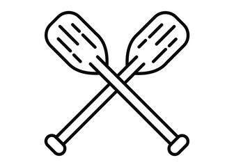 Two oars with rounded blades are crossed with their handles pointing outwards and meeting in the middle, forming an X. They are depicted in black outline.