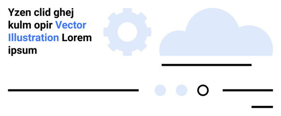 Gear icon, cloud, text boxes, and lines. Ideal for cloud services, technology solutions, software, network, infographic, tech presentations, landing pages web development Landing page