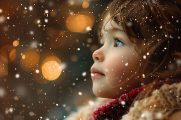 Child celebrate winter holidays eve enjoy christmas atmosphere time ai generative