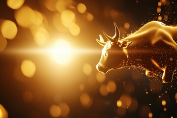 The symbolism of the golden bull icon in stock market finance for investors and traders