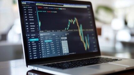 Laptop displaying stock market data