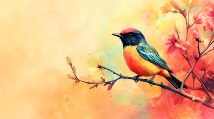 Obraz premium Colorful Bird in Artistic Bloom