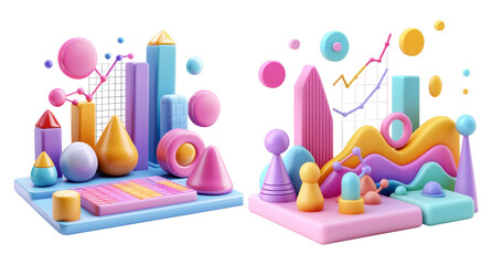 Colorful 3D Geometric Shapes and Patterns