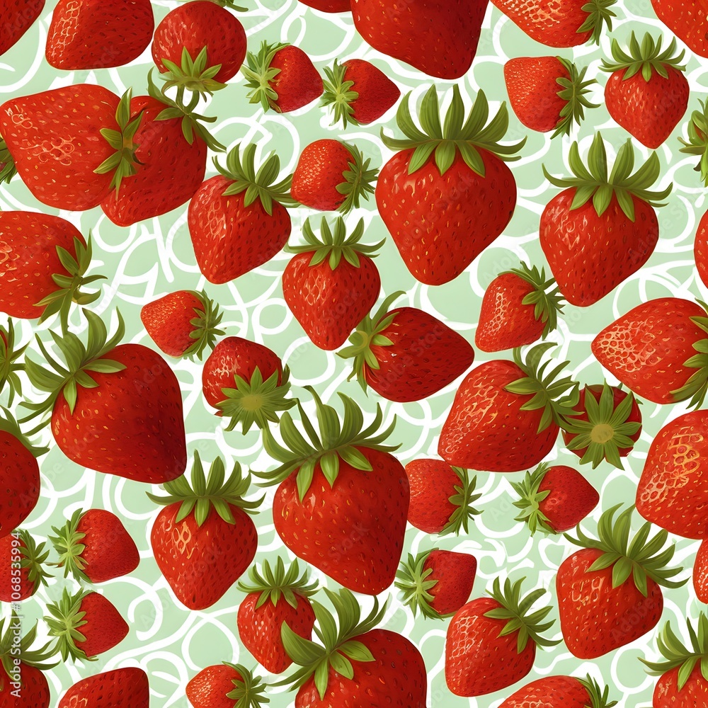 Poster a vibrant and colorful abstract representation of strawberries for creative projects and marketing c