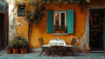 Charming Italian Cafe Exterior