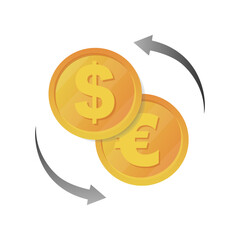 Currency exchange icon. transfer of euros and dollars. Vector illustration.
