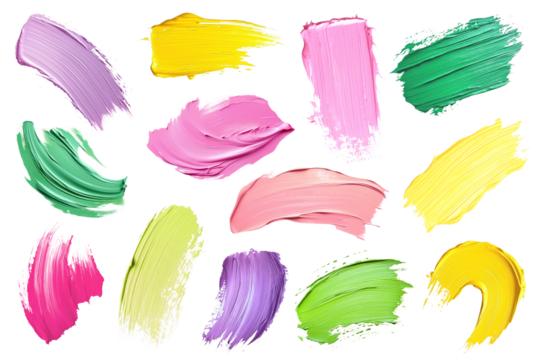 PNG paint brush stroke element set, transparent background