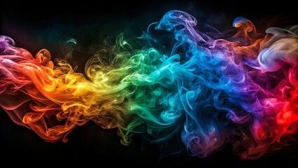 Obraz premium A Symphony of Colors in Smoke, A Dance of Ethereal Hues Against a Canvas of Darkness