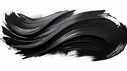 Bold black paint brush stroke isolated on a white background. PNG transparent.