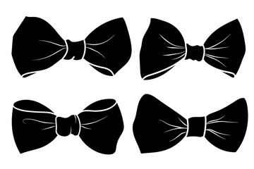  Black bow ties. Set of vector flat illustrations