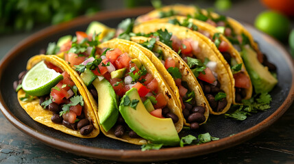 Photo - Delicious Black Bean Tacos with Avocado, Tomatoes, and Cilantro
