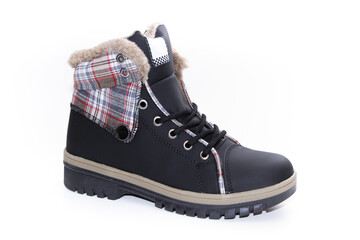 Women's Winter Boots and Shoes. On a white background. Side view. Unbranded model.