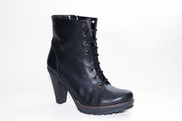 Women's Winter Boots and Shoes. On a white background. Side view. Unbranded model.