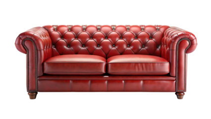 red leather sofa isolated on transparent background