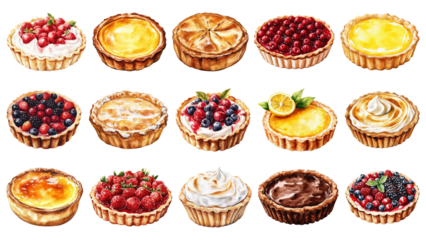 Pie png food element set, transparent background