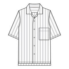 Striped Pocket Short Sleeve Shirt Illustration

