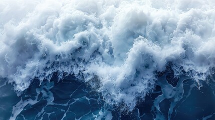 Obraz premium Blue sea wave with white foam isolated on white background.