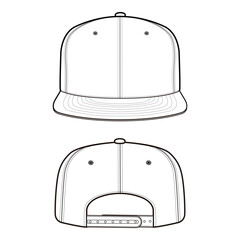 Flat brim snapback front and back view vector illustration

