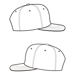 Flat brim snapback cap side view vector illustration

