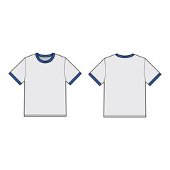 Short sleeve ringer t-shirt front and back view vector illustration

