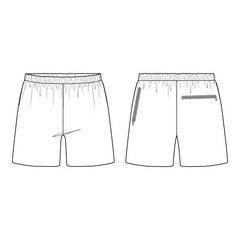 Men's athletic shorts flat sketch, shorts technical drawing, sportswear design template, shorts fashion illustration, activewear apparel, workout shorts flat sketch, gym shorts design, athletic wear p