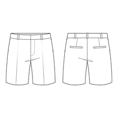 Tailored shorts front and back view vector illustration

