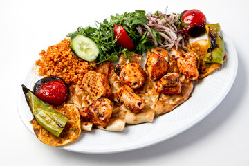 Turkish kebab. Chicken skewers on the barbecue.