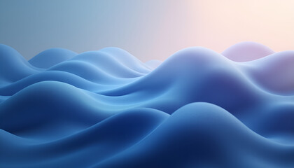 Obraz premium Smooth abstract waves in blue tones, serene atmosphere, modern digital art, flowing texture