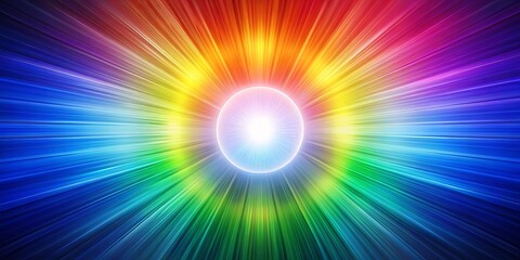 Obraz premium A radiant burst of color emanating from a glowing orb, representing the spectrum of possibilities