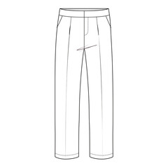 Women's Pleated Trousers, Flat Sketch, Technical Drawing

